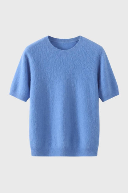 T-shirt à col rond en maille fine pour homme | Manches courtes et légères | Haut décontracté à enfiler