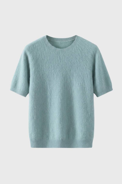 T-shirt à col rond en maille fine pour homme | Manches courtes et légères | Haut décontracté à enfiler