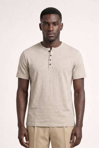 T-shirt Henley pour homme | Col rond à patte de boutonnage | Style décontracté et décontracté pour tous les jours