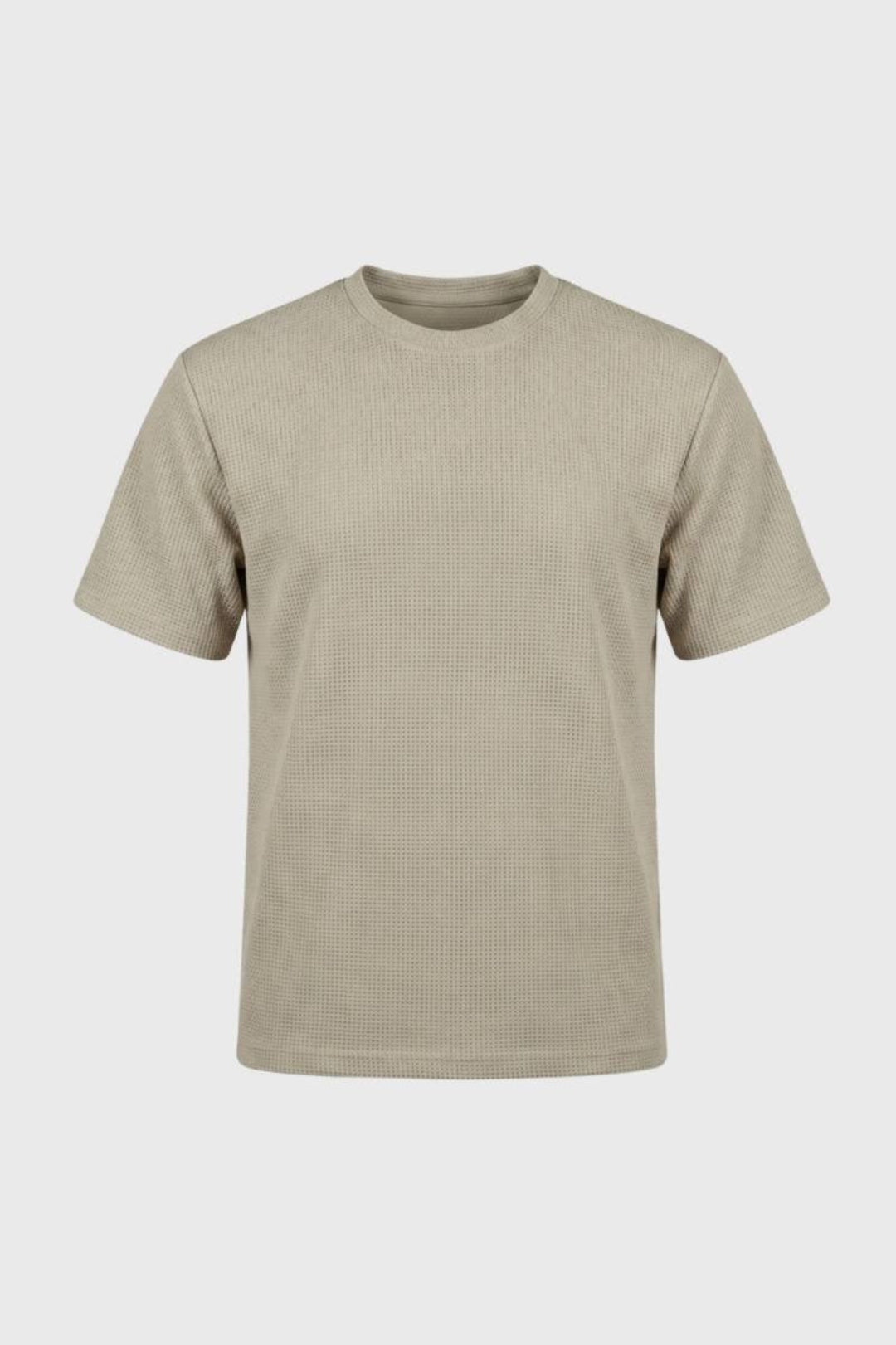 T-shirt en maille gaufrée pour homme | Col rond | T-shirt décontracté à la coupe ample