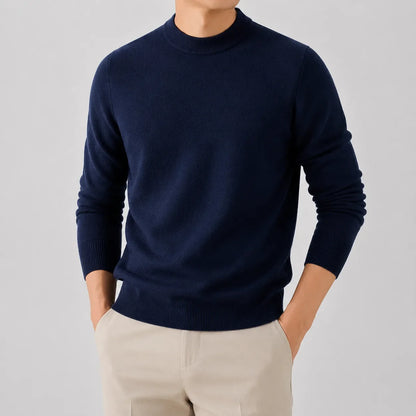 Pull homme en maille à col rond - marine