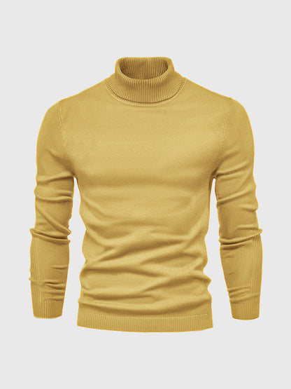 Pull col roulé homme style moderne - jaune