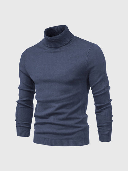 Pull col roulé homme style moderne - bleu foncé
