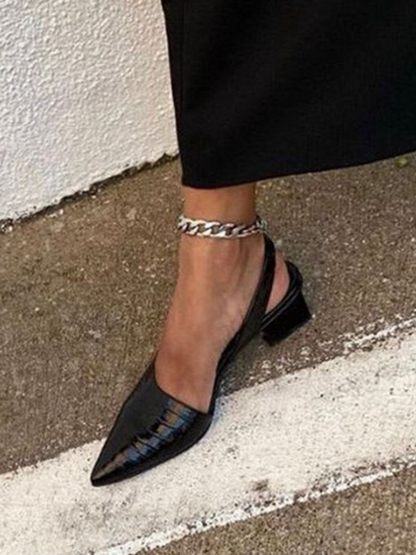 Escarpins slingback talon bloc effet croco femme