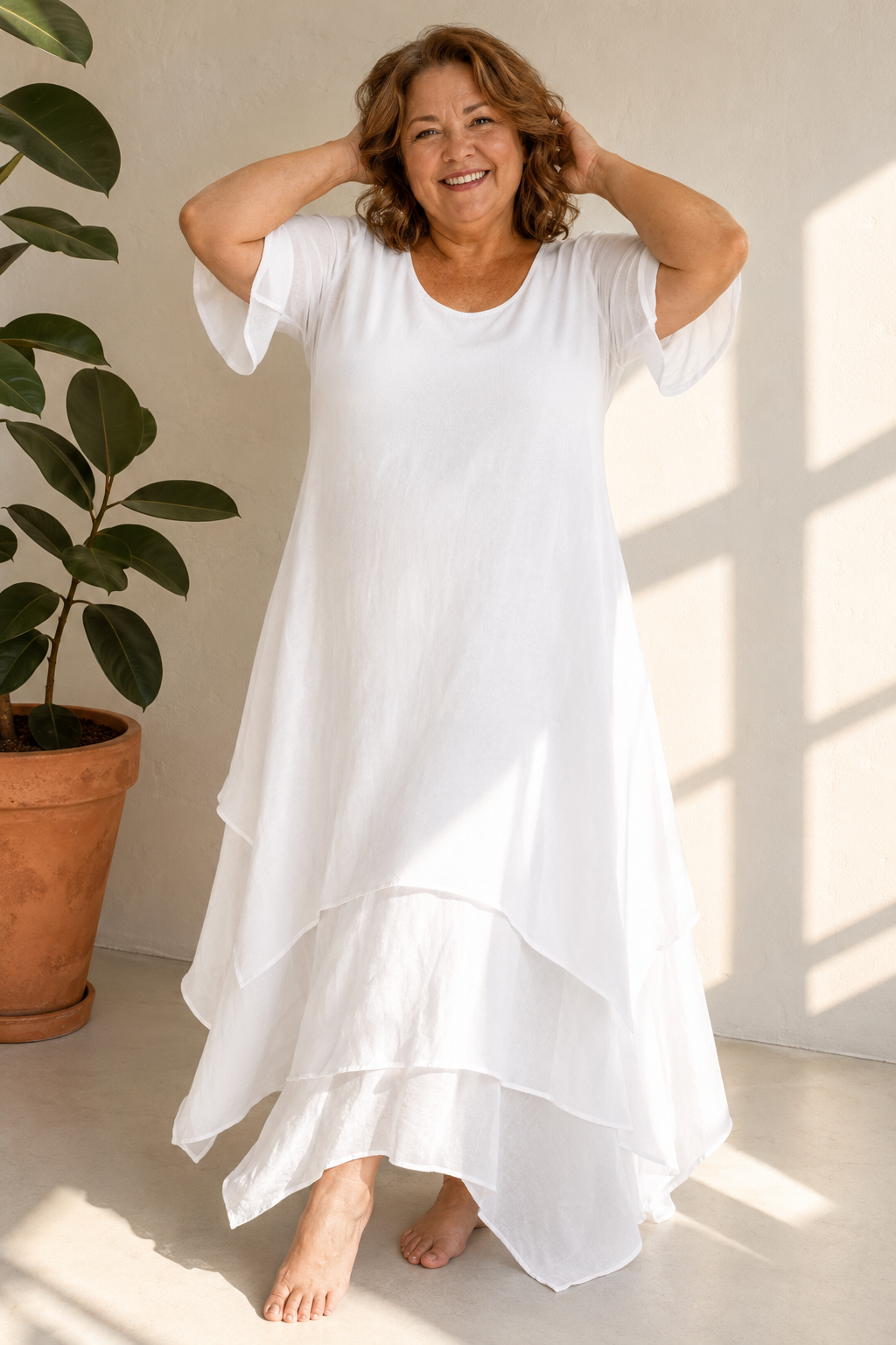 Robe longue fluide femme à col ouvert