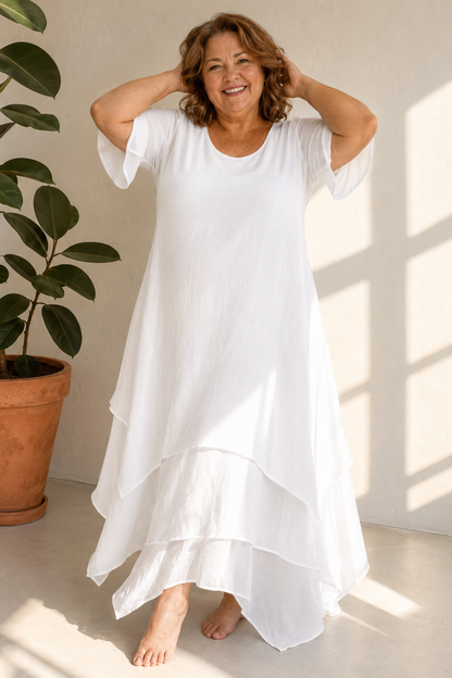 Robe longue fluide femme à col ouvert