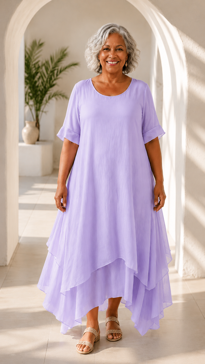 Robe longue fluide femme à col ouvert