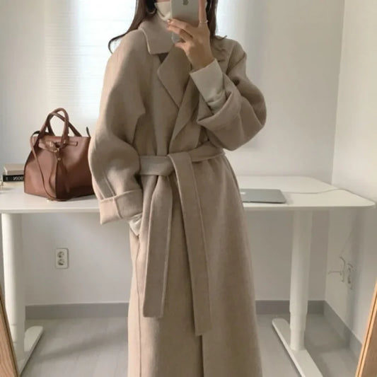 Yseult | Manteau laine ceinture manches larges