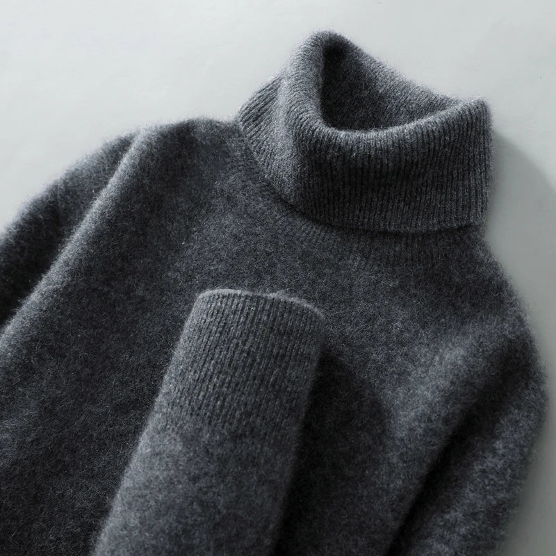 Pull à col roulé homme coupe ajustée pour l'hiver