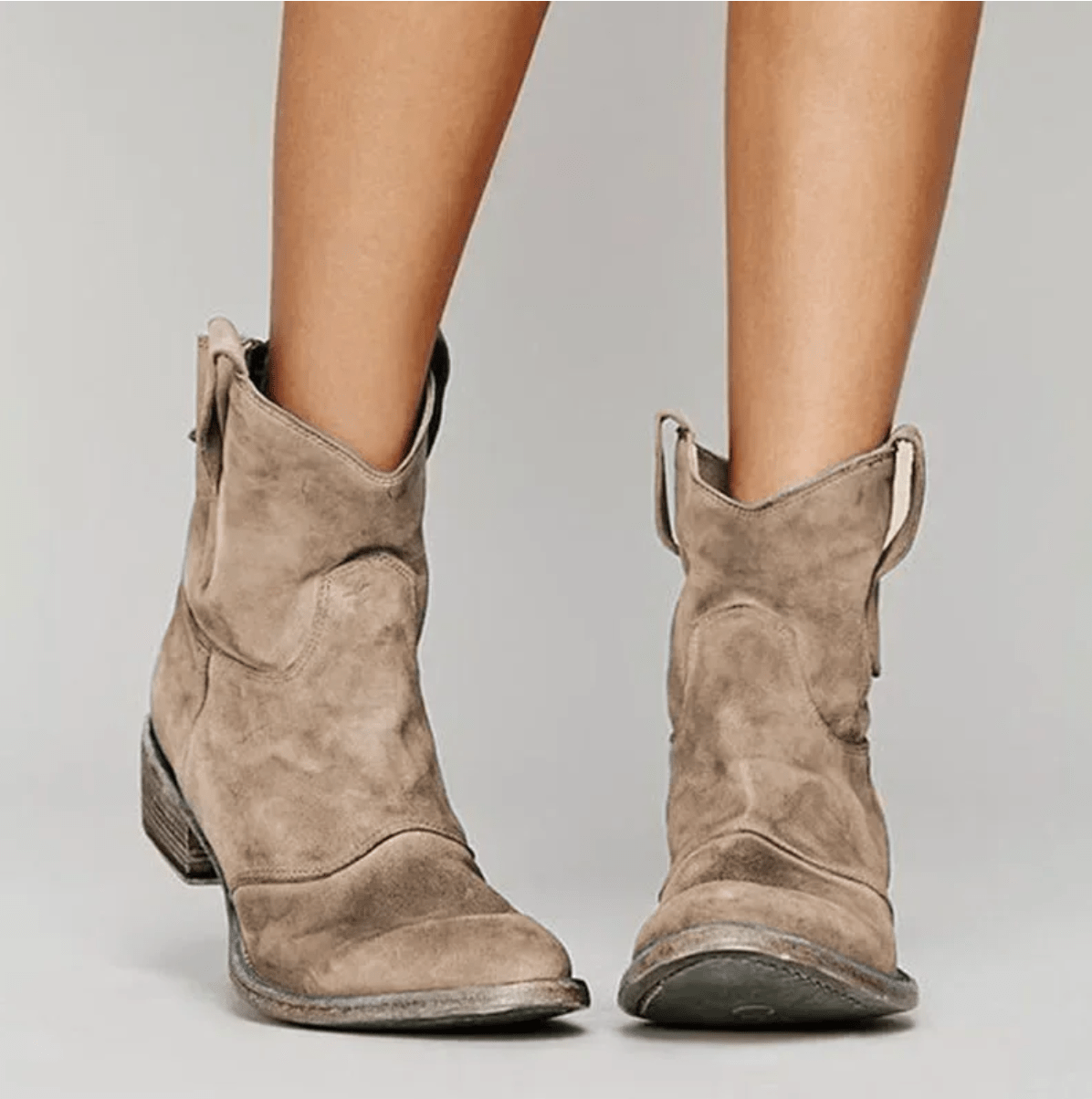 Bottines western femme à zip latéral et talon bas