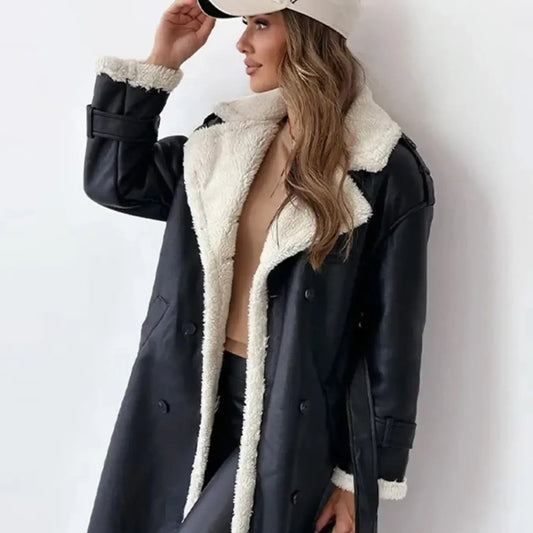 Manteau long femme doublé polaire