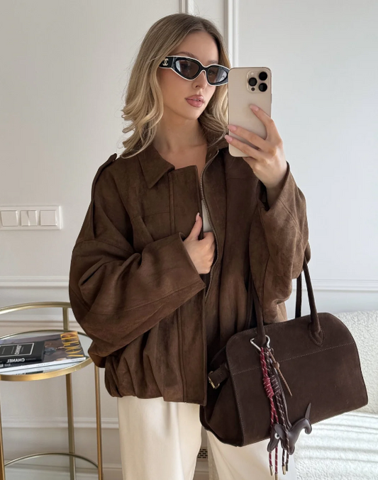 Veste oversize en suédine pour femme