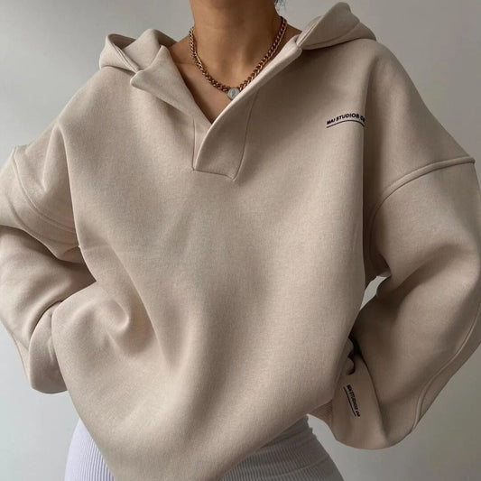 Hoodie oversize femme à capuche - beige