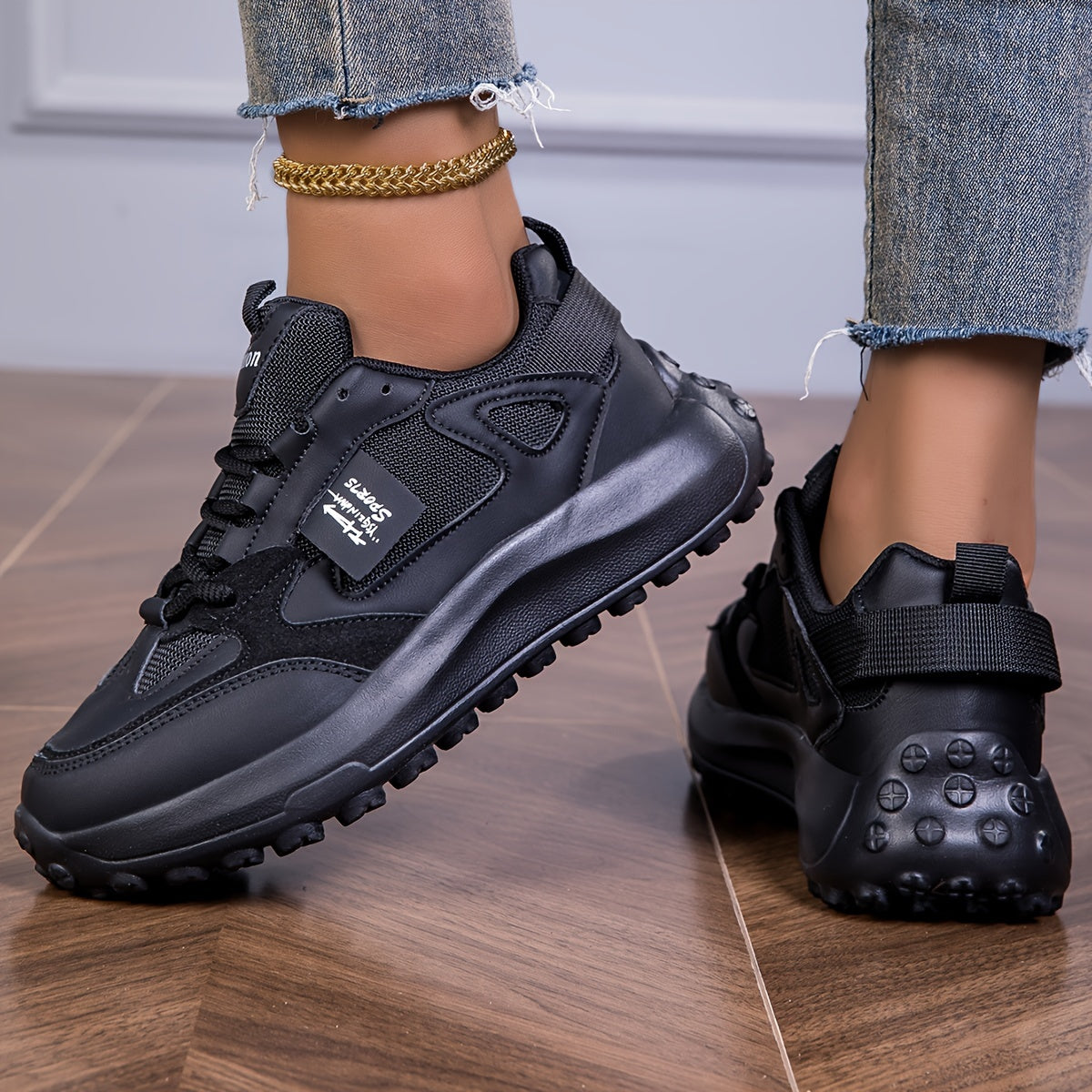 Sneakers à lacets pour femme - noir