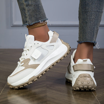 Sneakers à lacets pour femme - abricot blanc