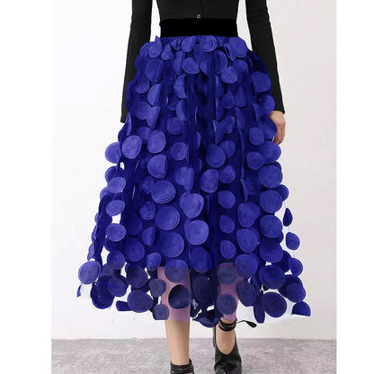 Jupe en tulle brodée pour femme - bleu