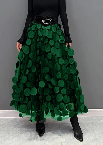 Jupe en tulle brodée pour femme - vert foncé