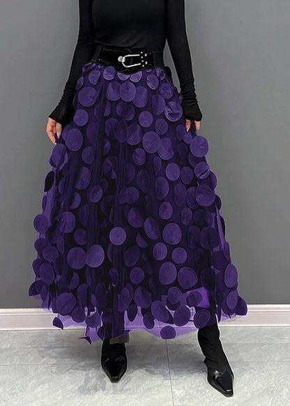 Jupe en tulle brodée pour femme - violet