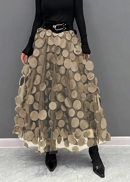 Jupe en tulle brodée pour femme - kaki