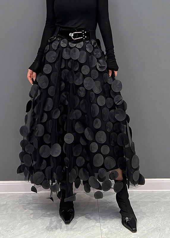 Jupe en tulle brodée pour femme - noir