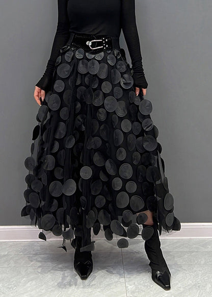 Jupe en tulle brodée pour femme - noir