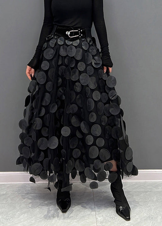 Jupe en tulle brodée pour femme - noir
