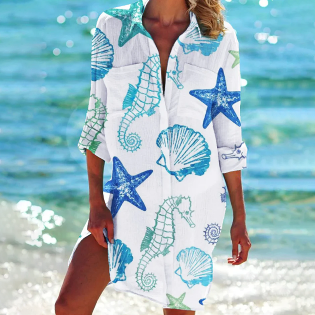 Mélina | Robe Chemise Femme Imprimée Midi