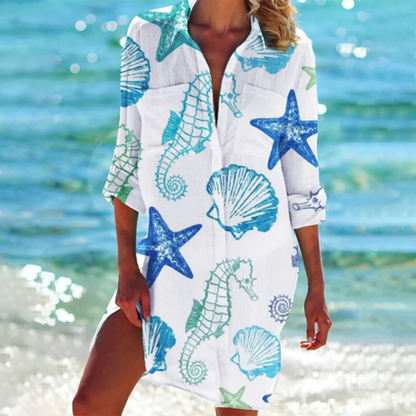Mélina | Robe Chemise Femme Imprimée Midi