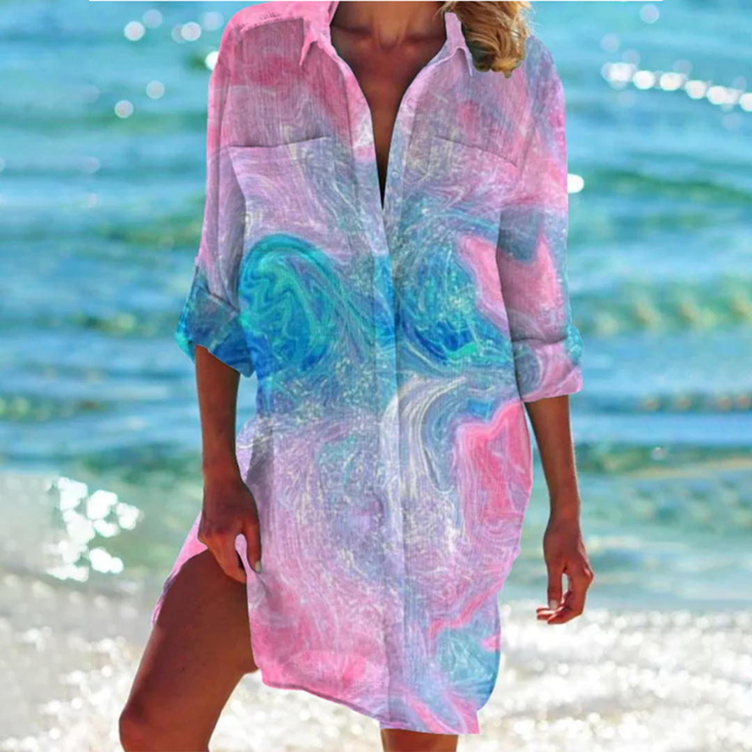 Mélina | Robe Chemise Femme Imprimée Midi