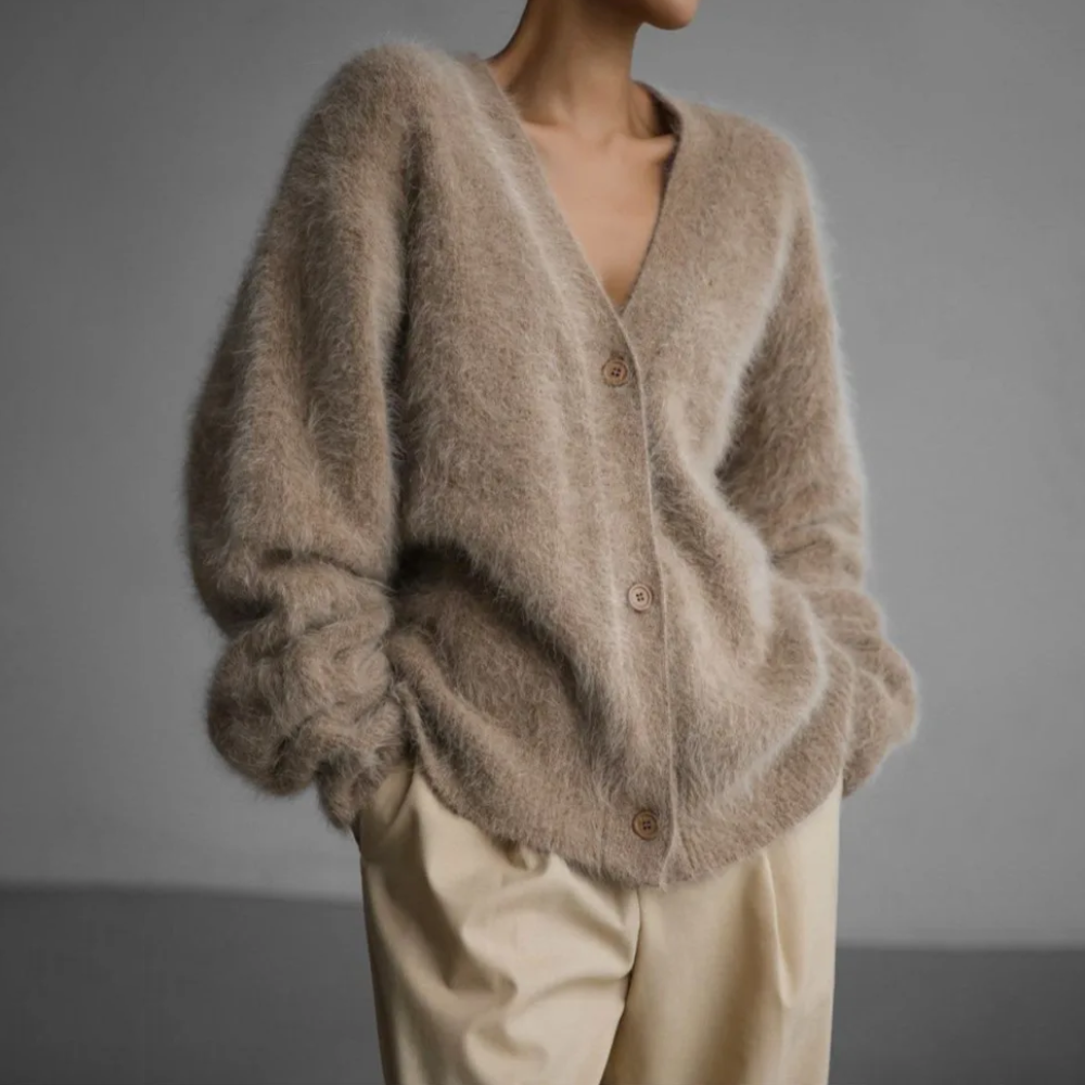 Cardigan femme en maille fine - taupe