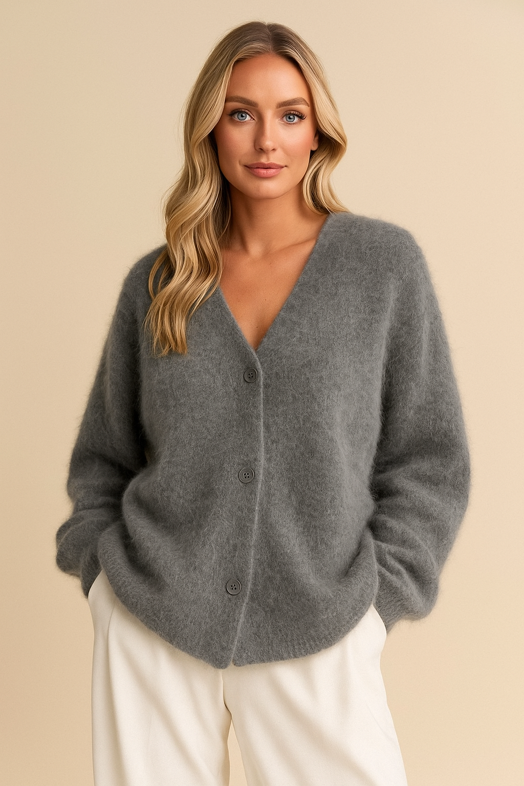 Cardigan femme en maille fine - gris platine