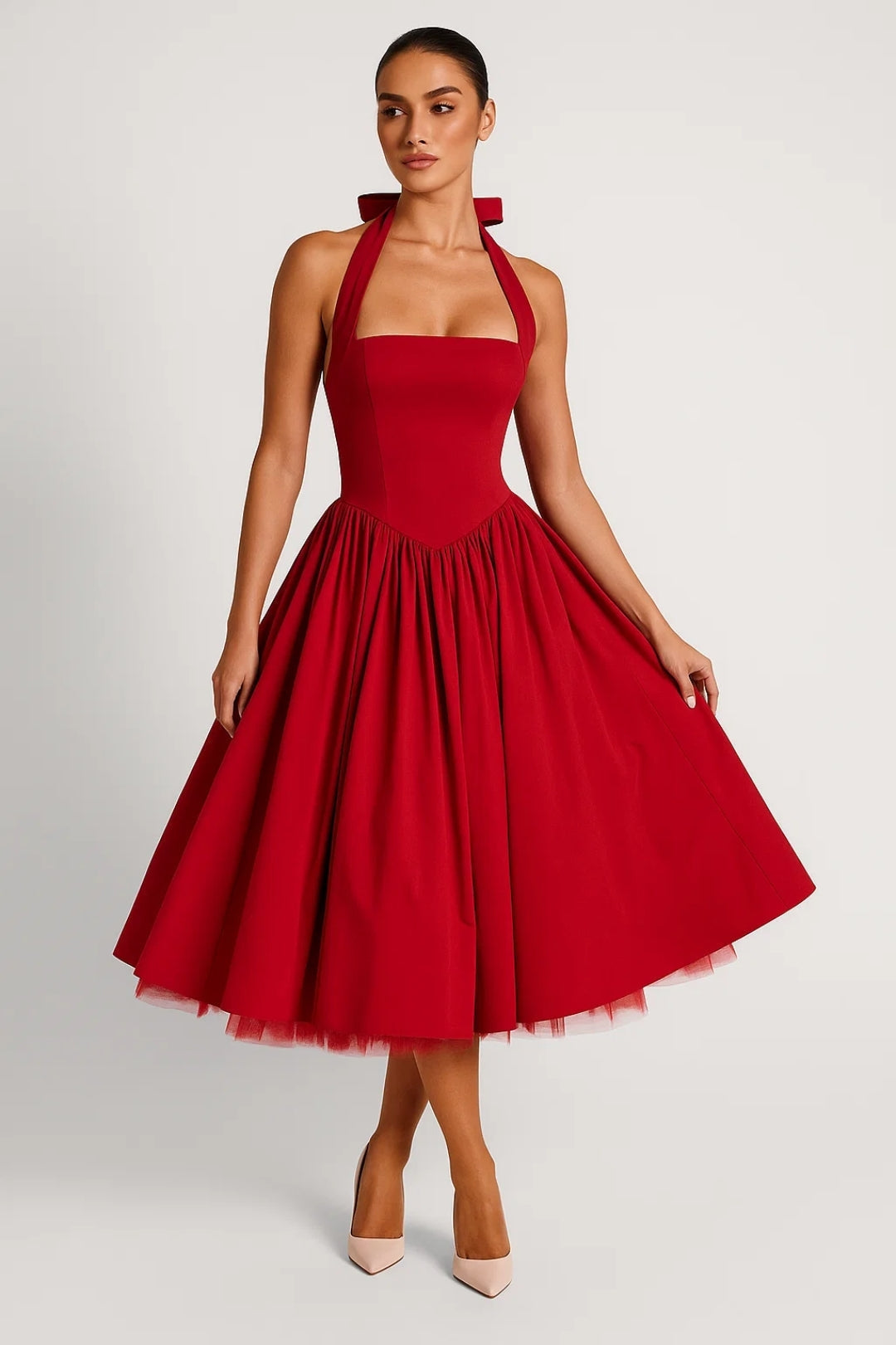 Léana Robe Midi | Dos Nu Élégant