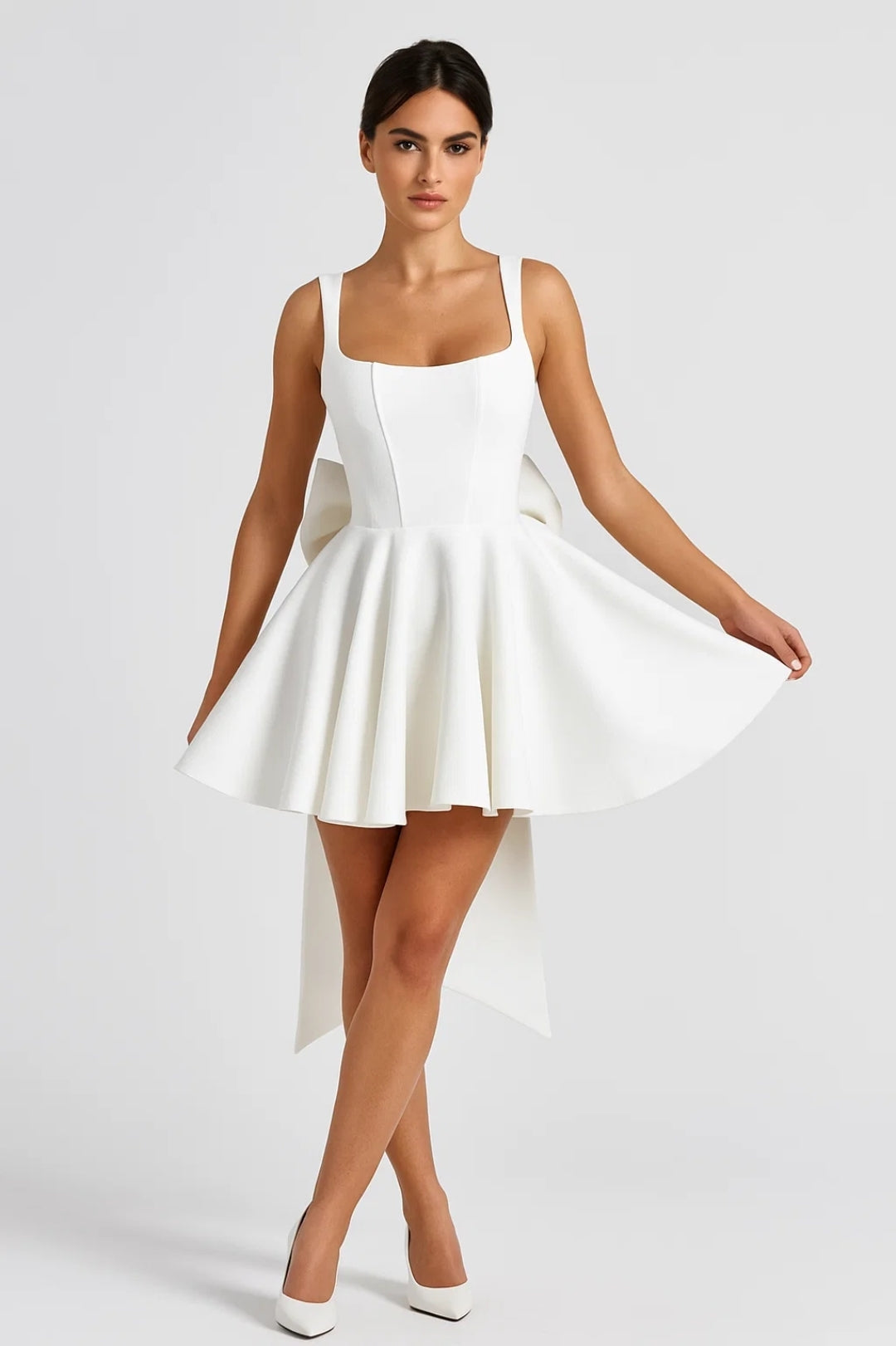 Women’s Mini Dress | Bustier Bodice | Flared Skirt & Back Bow for Weddings