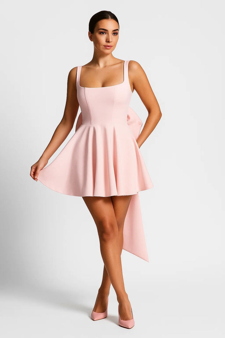 Louna Robe Mini | Nœud au Dos Élégant
