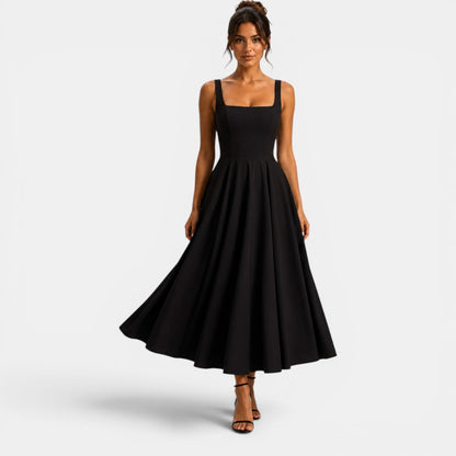 Robe midi femme de style simple - noir