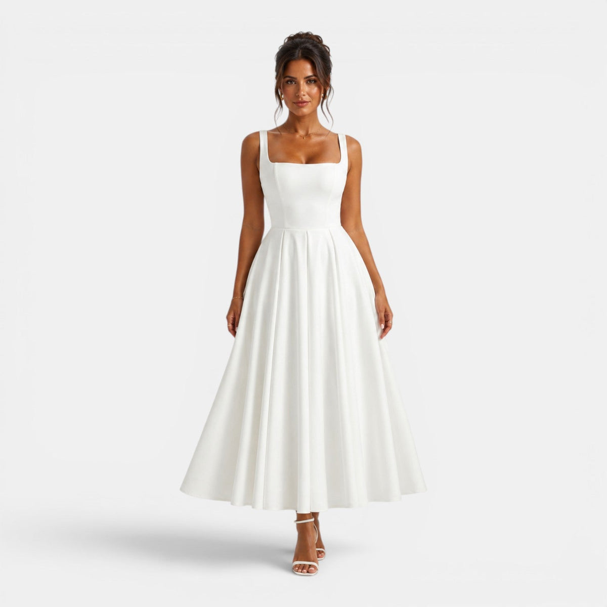 Robe midi femme de style simple - blanc
