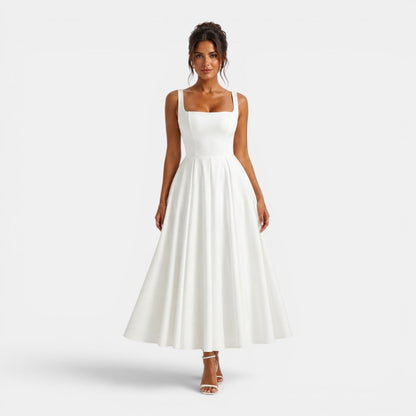 Robe midi femme de style simple - blanc