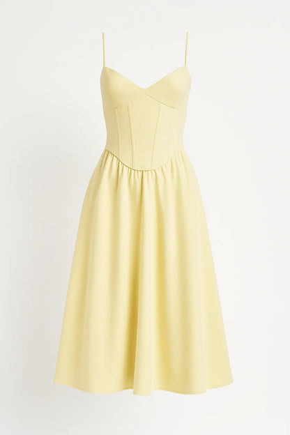 Women’s Midi Fit & Flare Dress | Bustier Top + Straps | Romantic Occasion Look