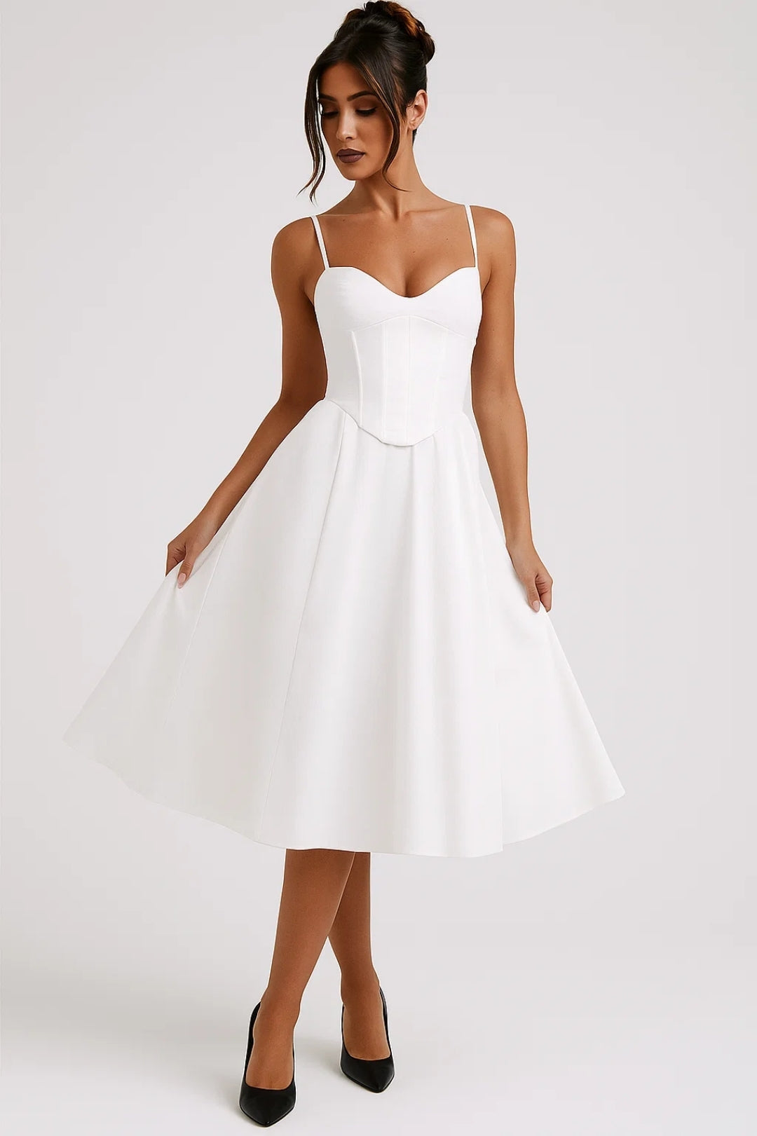 Women’s Midi Fit & Flare Dress | Bustier Top + Straps | Romantic Occasion Look