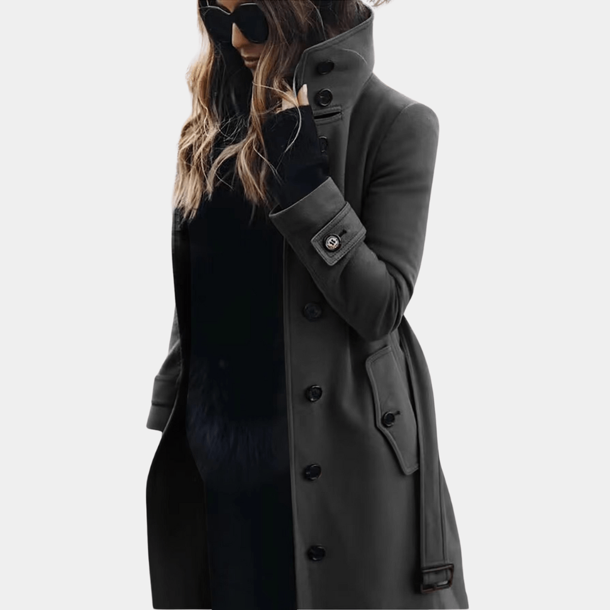 Trench long pour femme - gris foncé