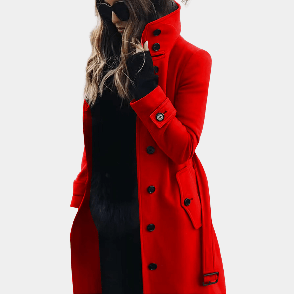 Trench long pour femme - rouge