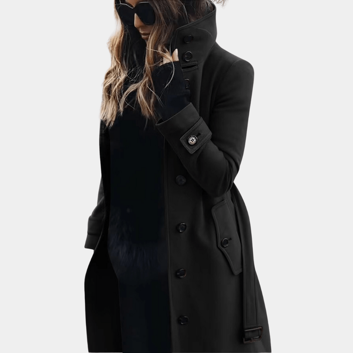 Trench long pour femme - noir