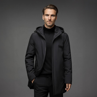 Parka homme d'hiver à capuche - noir