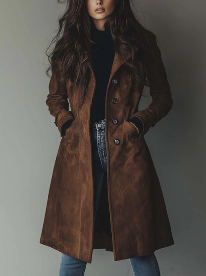 Trench-coat femme marron au style vintage