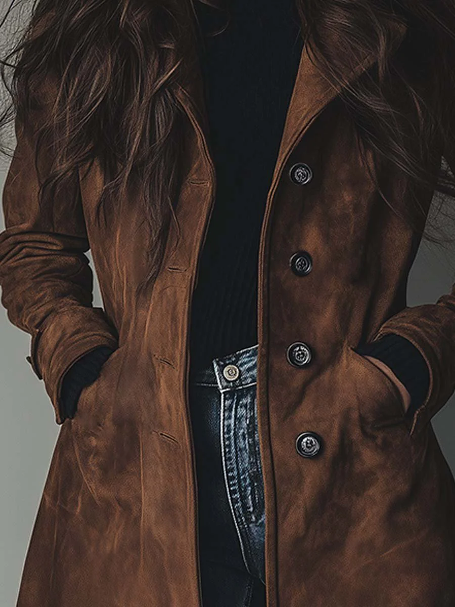 Trench-coat femme marron au style vintage