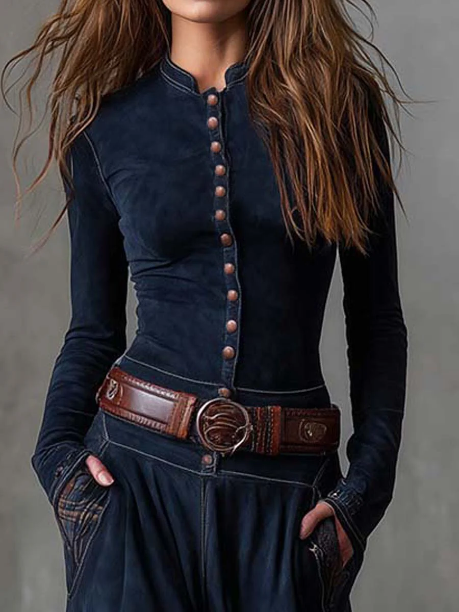 Robe longue patchwork à carreaux avec boutons devant
