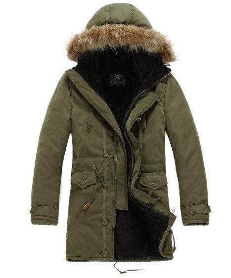 Parka homme à capuche pour l'hiver en kaki