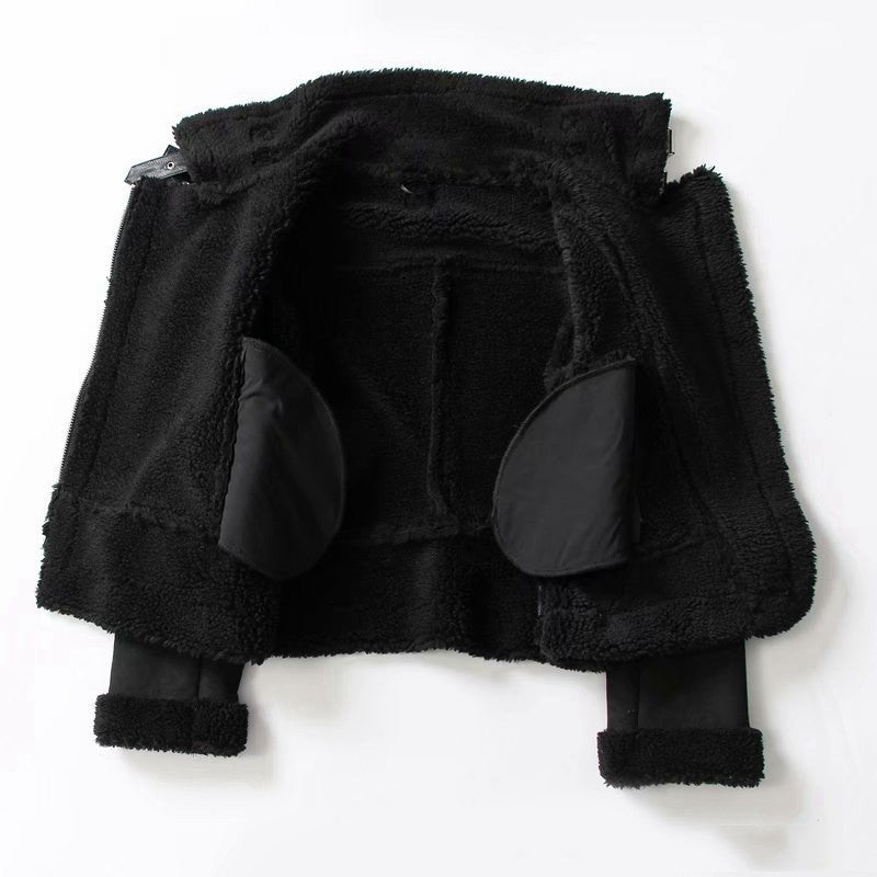 Veste femme en suède col revers style motard