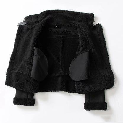 Veste femme en suède col revers style motard