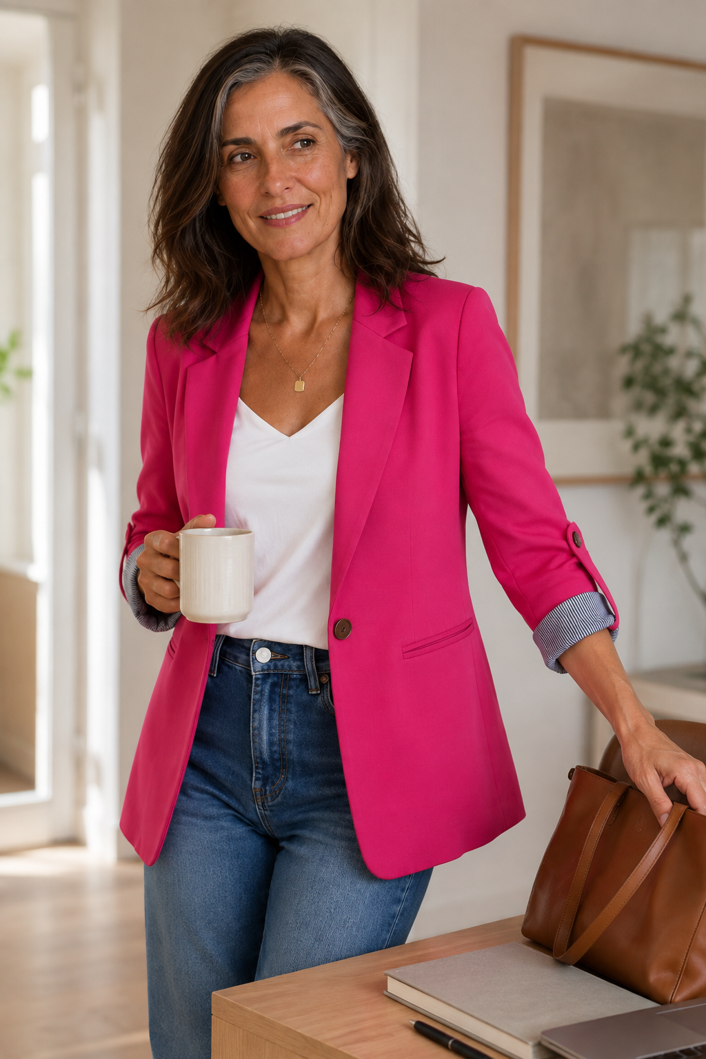 Blazer cardigan femme à revers structuré
